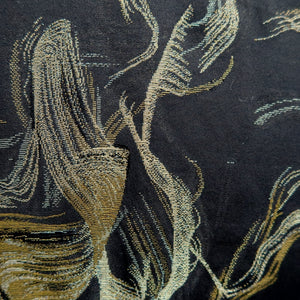 Haori Jacket Vintage(1950-1980) Black Gold Abstract art Silk #9763A3