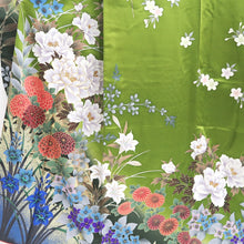 Load image into Gallery viewer, Furisode Green Gold Sakura Peony Kiku Silk #9703J5
