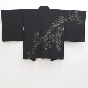 Haori Jacket Vintage(1950-1980) Black Flower Silk #9906B4