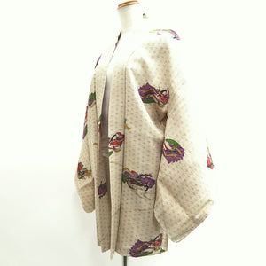 Haori Jacket Vintage(1950-1980) Cream white Heian Princess Asanoha Silk #10076D1