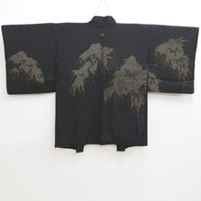 Load image into Gallery viewer, Haori Jacket Vintage(1950-1980) Black Sayagata Bamboo leaf Silk #9890B3
