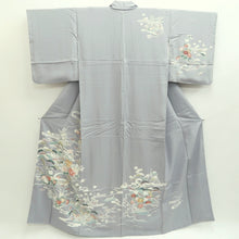 Load image into Gallery viewer, Kimono Light Gray Chrysanthemum Peony Silk #9942B5
