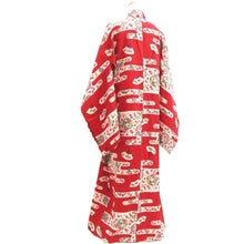 Load image into Gallery viewer, Juban Vintage(1920-1950) Red Folding Fan Plum blossom Silk #10375F4
