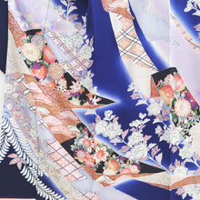Load image into Gallery viewer, Furisode Dark Blue Noshi Chrysanthemum Tall Silk #10330F2
