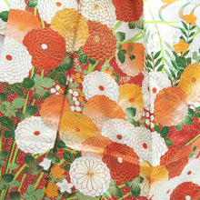 Load image into Gallery viewer, Furisode Red White Embroidery Chrysanthemum Silk #10560B4
