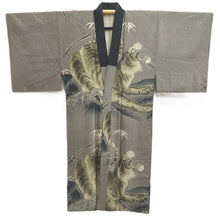 Load image into Gallery viewer, Men&#39;s Juban Vintage(1950-1980) Gray Tiger Silk #10457A4
