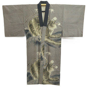 Men's Juban Vintage(1950-1980) Gray Tiger Silk #10457A4