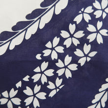 Load image into Gallery viewer, Yukata Vintage(1950-1980) White Navy Cherry Blossom Cotton #10355F3
