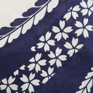 Yukata Vintage(1950-1980) White Navy Cherry Blossom Cotton #10355F3