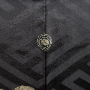 Haori Jacket Vintage(1950-1980) Black Sayagata Bamboo leaf Silk #9890B3
