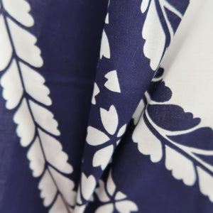 Yukata Vintage(1950-1980) White Navy Cherry Blossom Cotton #10355F3
