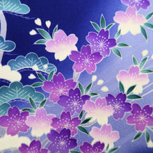 Load image into Gallery viewer, Furisode Blue Crane Birds Tall Silk #11088B1
