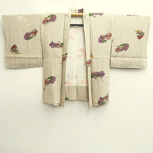 Load image into Gallery viewer, Haori Jacket Vintage(1950-1980) Cream white Heian Princess Asanoha Silk #10076D1
