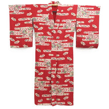 Load image into Gallery viewer, Juban Vintage(1920-1950) Red Folding Fan Plum blossom Silk #10375F4
