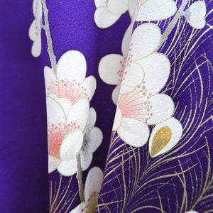 Furisode Purple Peacock Peony Tall Silk #9693J4