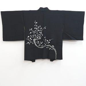 Haori Jacket Vintage(1950-1980) Black Shibori Branch Silk #10211E1