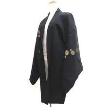 Load image into Gallery viewer, Haori Jacket Vintage(1950-1980) Black Gold Chrysanthemum Silk #10061D1
