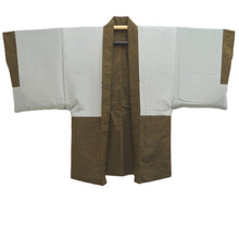 Load image into Gallery viewer, Men's Haori Vintage(1950-1980) Dark Yellow brown Utamaro Ukiyoe Bijinga Silk #10656C4
