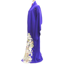 Load image into Gallery viewer, Kimono Vintage(1920-1950) Blueish Purple Crane Birds Silk #10775D4
