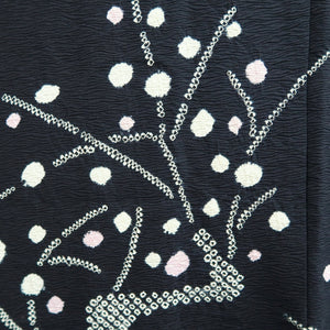 Haori Jacket Vintage(1950-1980) Black Shibori Branch Silk #10211E1