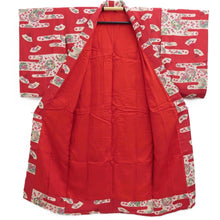 Load image into Gallery viewer, Juban Vintage(1920-1950) Red Folding Fan Plum blossom Silk #10375F4
