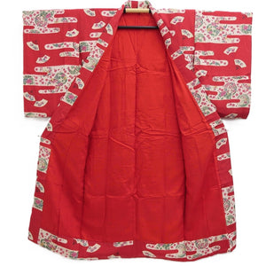 Juban Vintage(1920-1950) Red Folding Fan Plum blossom Silk #10375F4