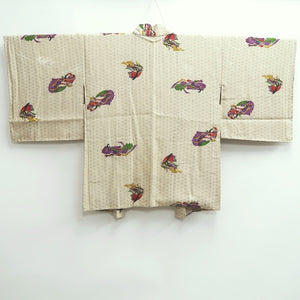 Haori Jacket Vintage(1950-1980) Cream white Heian Princess Asanoha Silk #10076D1