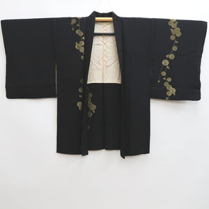 Haori Jacket Vintage(1950-1980) Black Gold Chrysanthemum Silk #10061D1