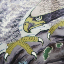 Load image into Gallery viewer, Men's Haori Vintage(1950-1980) Black Blue Ohshima Eagle Curling Wave Silk #10888E4

