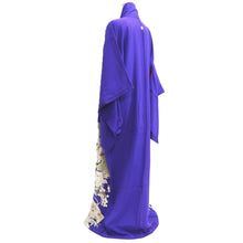 Load image into Gallery viewer, Kimono Vintage(1920-1950) Blueish Purple Crane Birds Silk #10775D4
