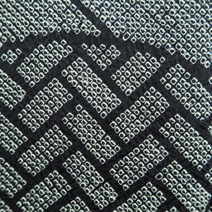 Haori Jacket Vintage(1950-1980) Black Full Shibori Wave Silk #10196D5
