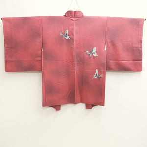 Haori Jacket Vintage(1950-1980) Pink Fully Embroidered Butterfly Silk #9749A2