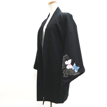Load image into Gallery viewer, Haori Jacket Vintage(1950-1980) Black Fully Embroidered Butterfly Silk #10032C4
