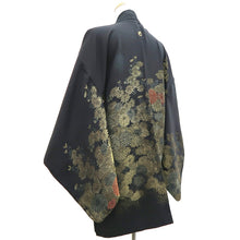 Load image into Gallery viewer, Haori Jacket Vintage(1950-1980) Black Gold Chrysanthemum Silk #9779A4
