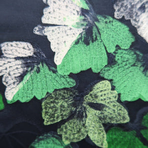 Haori Jacket Vintage(1950-1980) Midnight blue Leaves Silk #10227E2