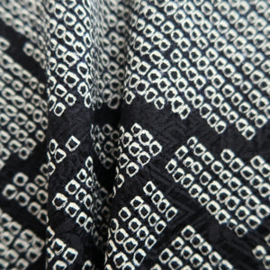 Haori Jacket Vintage(1950-1980) Black Full Shibori Wave Silk #10196D5