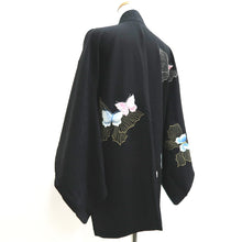 Load image into Gallery viewer, Haori Jacket Vintage(1950-1980) Black Fully Embroidered Butterfly Silk #10032C4
