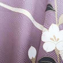 Load image into Gallery viewer, Furisode Gray Purple Peony Butterfly Tall Silk #9684J3
