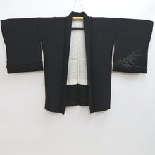 Load image into Gallery viewer, Haori Jacket Vintage(1950-1980) Black Gold Silver Wave Silk #9907B4
