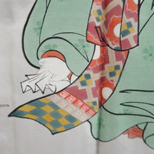 Load image into Gallery viewer, Men's Haori Vintage(1950-1980) Dark Yellow brown Utamaro Ukiyoe Bijinga Silk #10656C4
