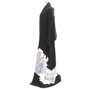 Tomesode Black Crane Birds Silk #10400A1
