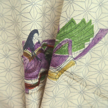 Load image into Gallery viewer, Haori Jacket Vintage(1950-1980) Cream white Heian Princess Asanoha Silk #10076D1
