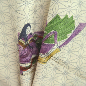 Haori Jacket Vintage(1950-1980) Cream white Heian Princess Asanoha Silk #10076D1