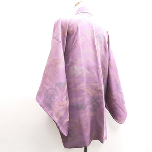 Haori Jacket Vintage(1950-1980) Lavender Gold Mountain Silk #10136D3