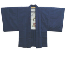 Load image into Gallery viewer, Men's Haori Vintage(1950-1980) Dark Blue Tsumugi Ukiyoe Bijin Silk #10889E4
