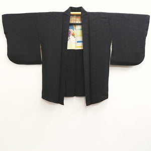 Haori Jacket Vintage(1950-1980) Black Peony Karakusa Silk #10242E3