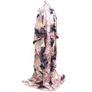 Furisode Purple Lavender Gold Sakura Kiku Tall Silk #10331F2