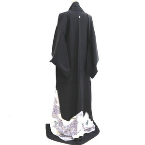 Tomesode Black Crane Birds Silk #10400A1