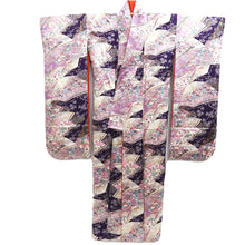 Load image into Gallery viewer, Furisode Purple Lavender Gold Sakura Kiku Tall Silk #10331F2
