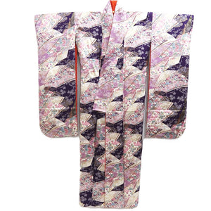 Furisode Purple Lavender Gold Sakura Kiku Tall Silk #10331F2